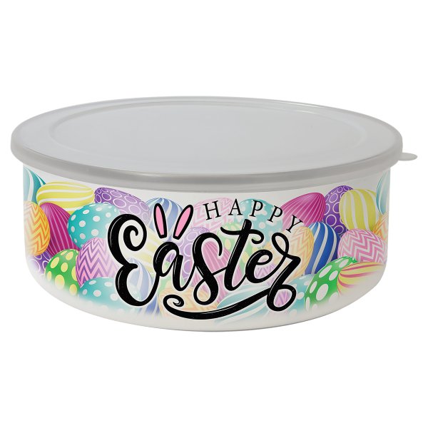 50 oz. Short Enamel Bowl with Lid - Default