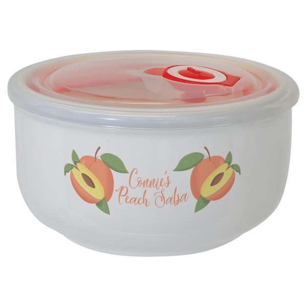 2.6" x 5" Ceramic Storage Bowl with Flexible Plastic Lid - Default