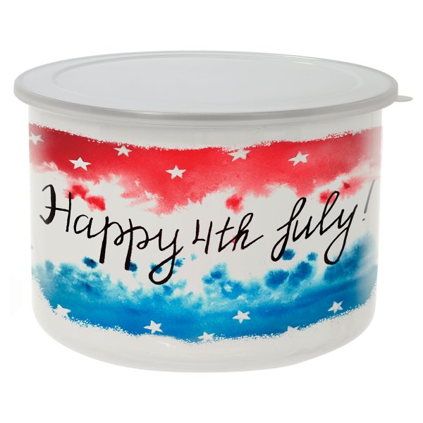 40 oz. Tall Enamel Container with Flexible Plastic Lid - Default