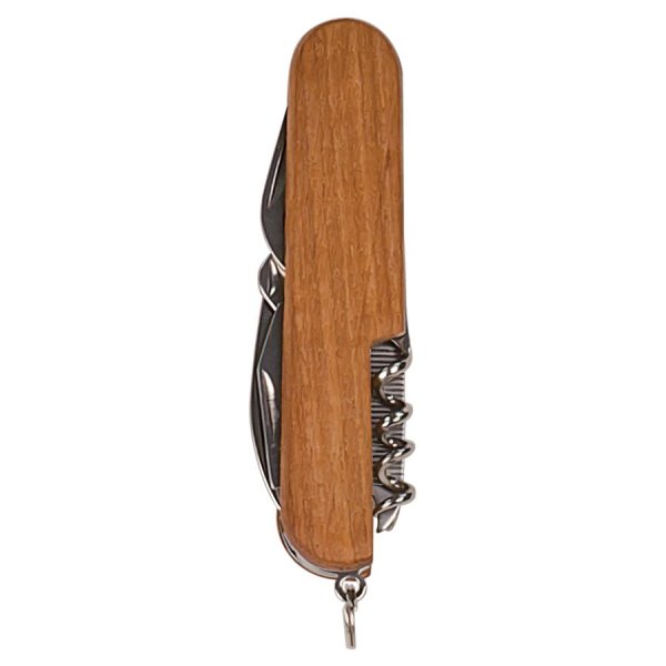 3 1/2" Wooden 8-Function Multi-Tool Pocket Knife - Brown