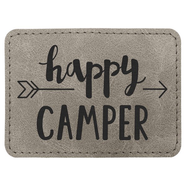 3 1/2" x 2 1/2" Gray Premier Engraved Faux Leather Rectangle Patch with Kot Pro Adhesive - Creekside Collection - Gray