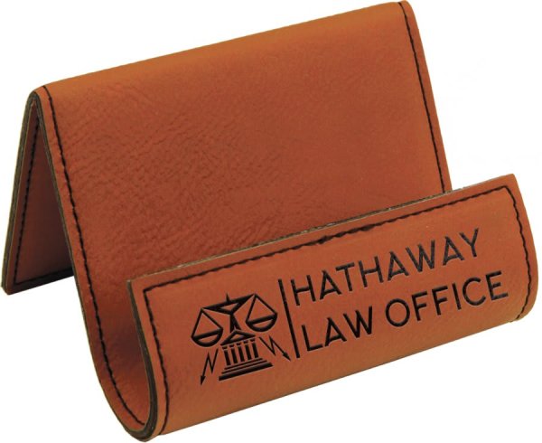 3 1/2" x 2 1/2" Rawhide Engraved Faux Leather Holder Easel - Rawhide