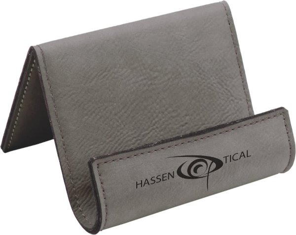 3 1/2" x 2 1/2" Gray Engraved Faux Leather Holder Easel - Gray