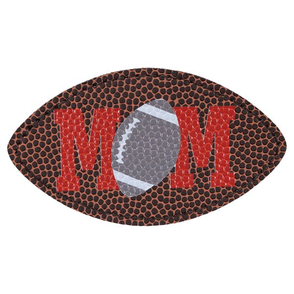 3 1/2" x 2" Football Shaped Engraved Faux Leather Patch with Kota Pro Adhesive - Brown