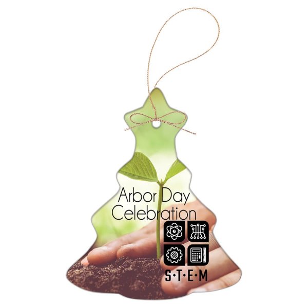 3 1/4" White Custom Printed Christmas Tree Ceramic Ornament - White