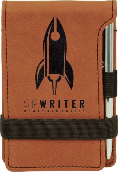 3 1/4" x 4 3/4" Rawhide Engraved Faux Leather Mini Notepad with Pen - Rawhide