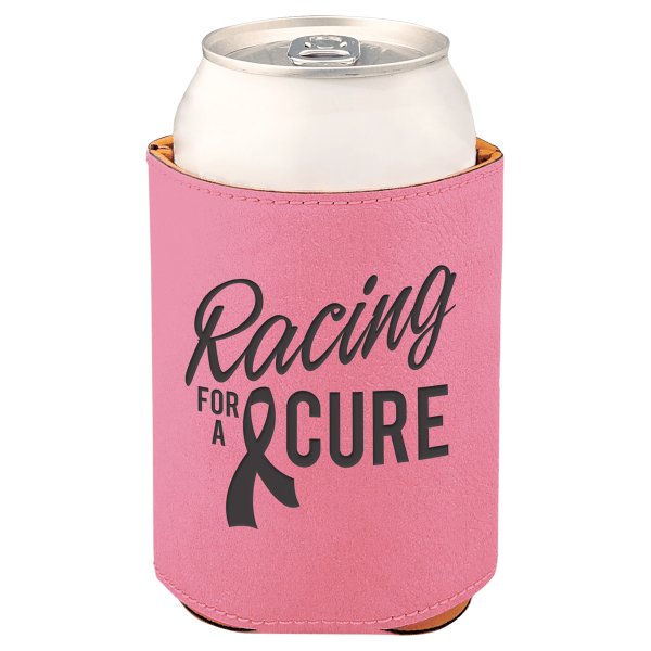 3 3/4" Pink Engraved Faux Leather Beverage Holder - Pink