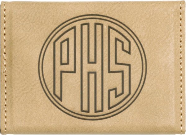 3 3/4" x 2 3/4" Light Brown Engraved Faux Leather Hard Business Card Holder - Light Brown