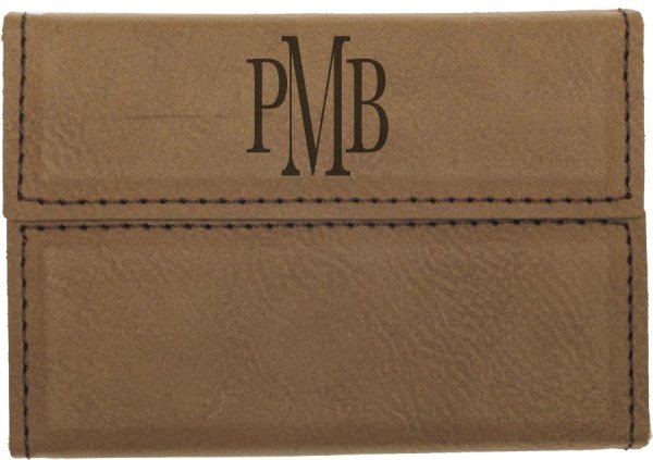3 3/4" x 2 3/4" Dark Brown Engraved Faux Leather Hard Business Card Holder - Dark Brown