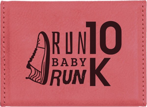 3 3/4" x 2 3/4" Pink Engraved Faux Leather Hard Business Card Holder - Pink