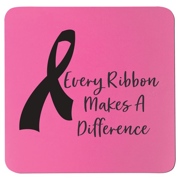 3 3/4" x 3 3/4" Square Pink/Black Silicone Coaster - Pink