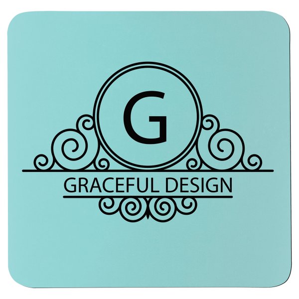3 3/4" x 3 3/4" Square Teal/Black Silicone Coaster - Teal