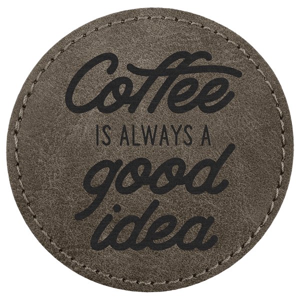3" Dark Gray Premier Engraved Faux Leather Round Patch with Kota Pro Adhes ive - Creekside Collection - Dark Gray