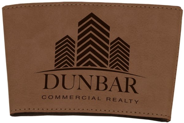 3" Dark Brown Engraved Faux Leather Mug Sleeve - Dark Brown