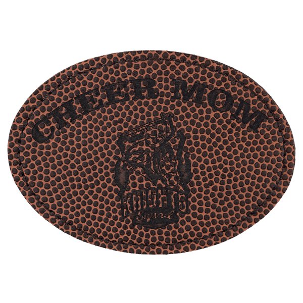 3 1/2" x 2 1/2" Football Engraved Faux Leather Oval Patch with Kota Pro Adhesive - Football (Brown)