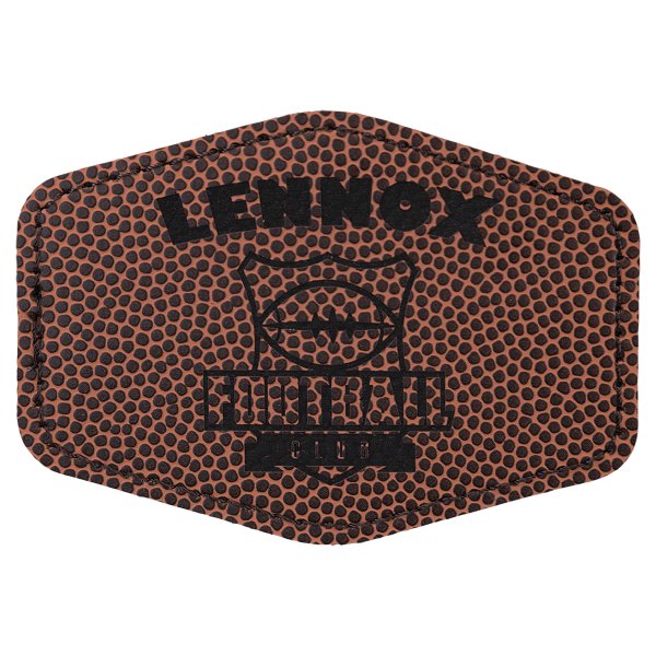 3 1/2" x 2 1/2" Hex Football Engraved Faux Leather Patch with Adhesive - Football
