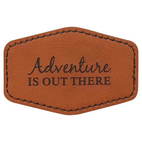 3" x 2" Hex Rawhide Engraved Faux Leather Patch with Adhesive - Rawhide