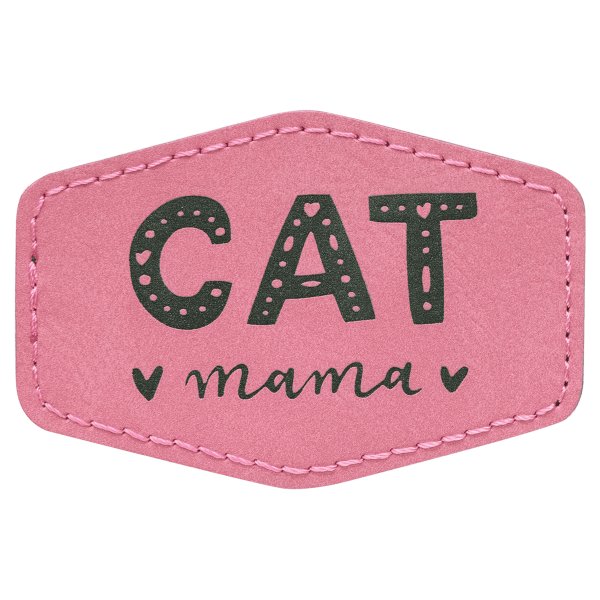 3" x 2" Hex Pink Engraved Faux Leather Patch with Adhesive - Pink