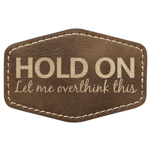 3" x 2" Hex Rustic/Gold Engraved Faux Leather Patch with Adhesive - Rustic
