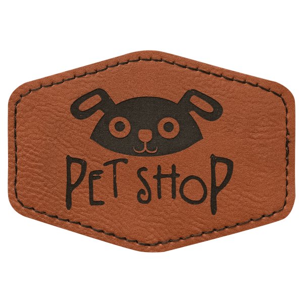 3 1/2" x 2 1/2" Hex Rawhide Engraved Faux Leather Patch with Adhesive - Rawhide