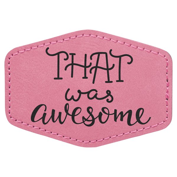 3 1/2" x 2 1/2" Hex Pink Engraved Faux Leather Patch with Adhesive - Pink