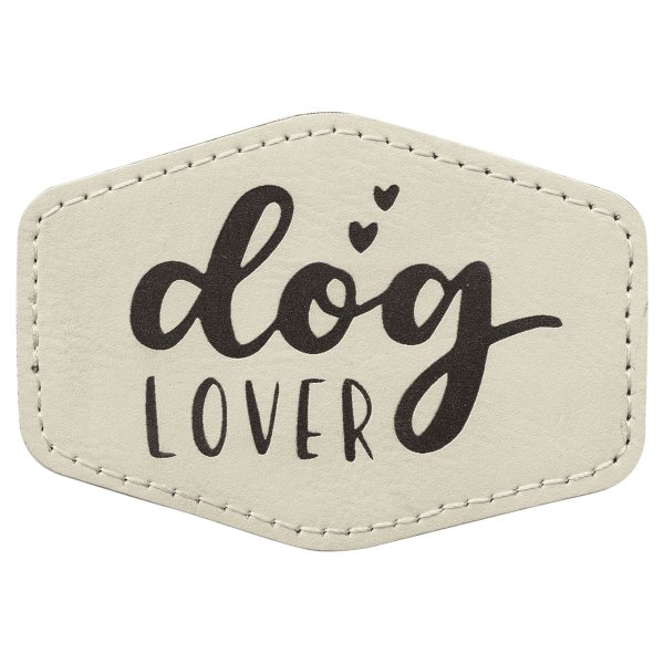 3 1/2" x 2 1/2" Hex White Engraved Faux Leather Patch with Adhesive - White