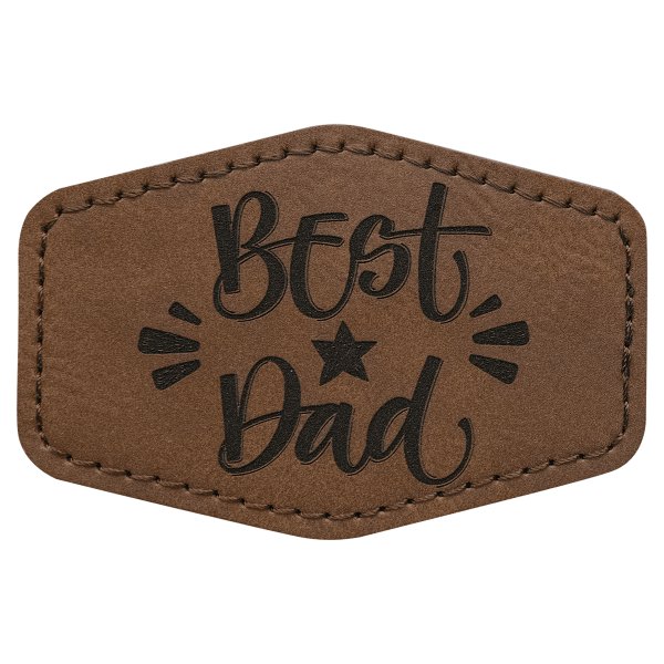 3" x 2" Dark Brown Engraved Faux Leather Hex Patch with Kota Pro Adhesive - Dark Brown