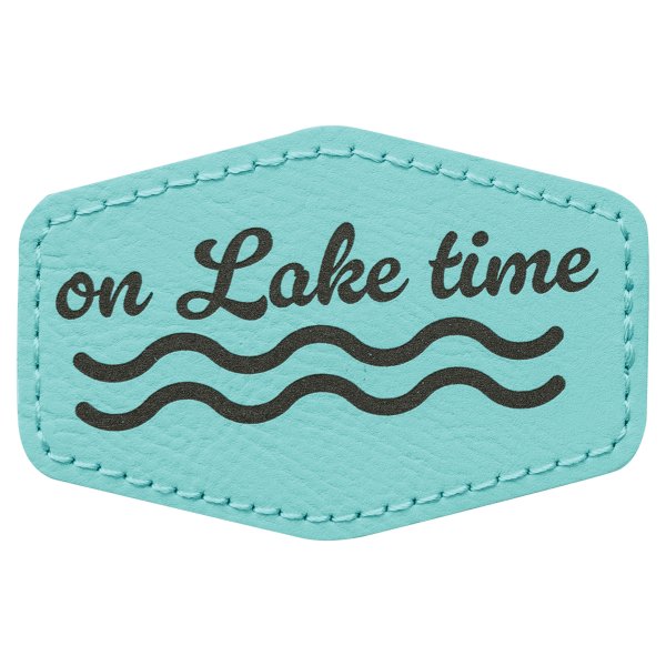 3" x 2" Teal Engraved Faux Leather Hex Patch with Kota Pro Adhesive - Teal