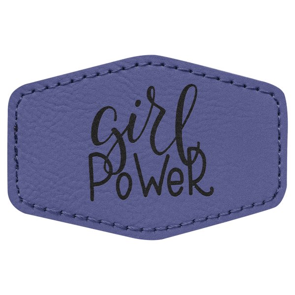 3" x 2" Purple Engraved Faux Leather Hex Patch with Kota Pro Adhesive - Purple