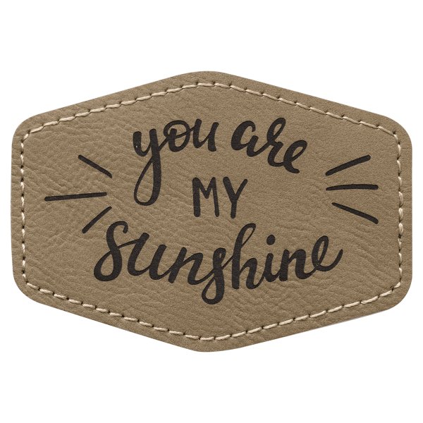 3 1/2" x 2 1/2" Light Brown Engraved Faux Leather Hex Patch with Kota Pro Adhesive - Light Brown