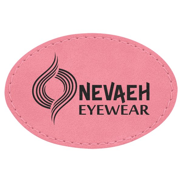 3" x 2" Pink Engraved Faux Leather Oval Patch with Kota Pro Adhesive - Pink