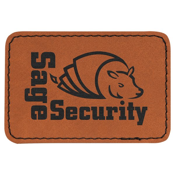 3" x 2" Rawhide Engraved Faux Leather Rectangle Patch with Kota Pro Adhesive - Rawhide