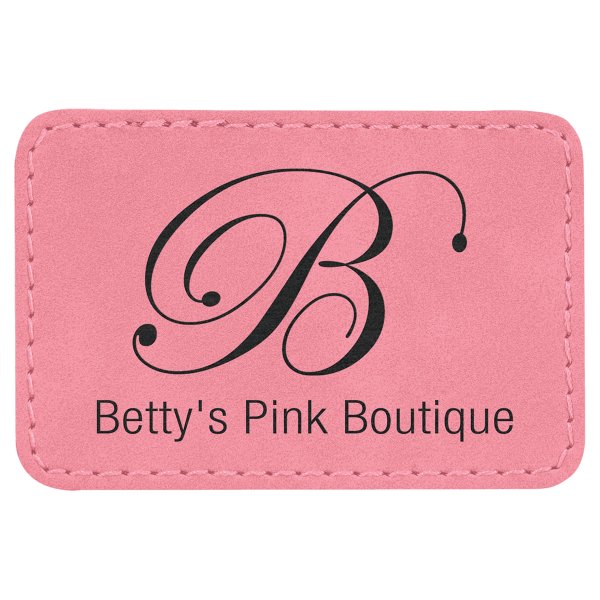 3" x 2" Pink Engraved Faux Leather Rectangle Patch with Kota Pro Adhesive - Pink