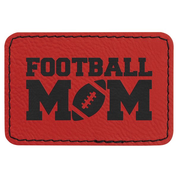 3" x 2" Red Engraved Faux Leather Rectangle Patch with Kota Pro Adhesive - Red