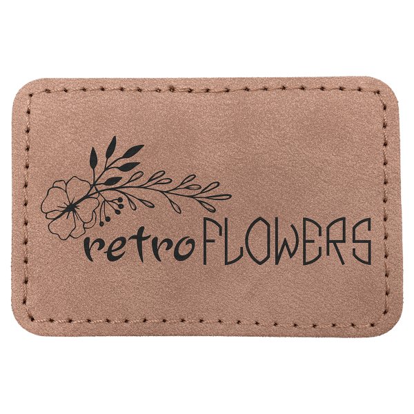 3" x 2" Blush Premier Engraved Faux Leather Rectangle Patch with Kota Pro Adhesive - Creekside Collection - Blush