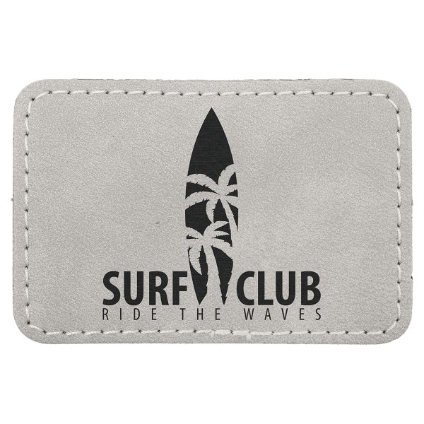 3" x 2" Light Gray Premier Engraved Faux Leather Rectangle Patch with Kota Pro Adhesive - Creekside Collection - Light Gray