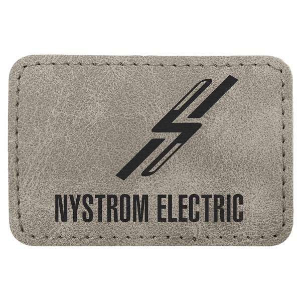 3" x 2" Gray Premier Engraved Faux Leather Rectangle Patch with Kota Pro Adhesive - Creekside Collection - Gray