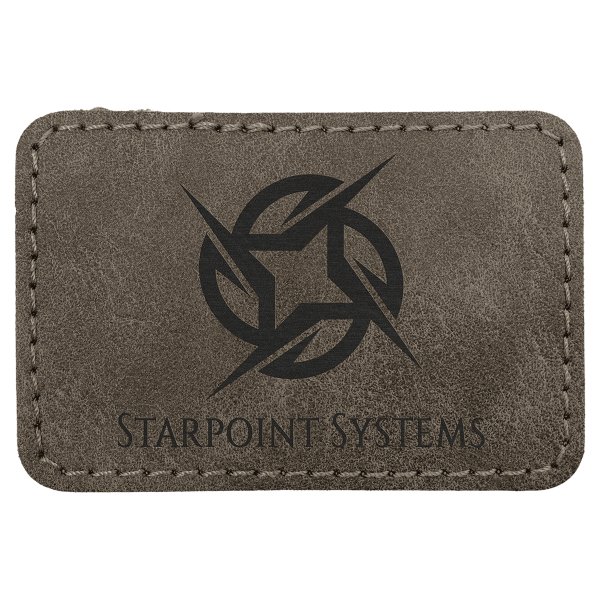 3" x 2" Dark Gray Premier Engraved Faux Leather Rectangle Patch with Kota Pro Adhesive - Creekside Collection - Dark Gray