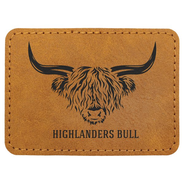 3 1/2" x 2 1/2" Light Brown Premier Engraved Faux Leather Rectangle Patch with Kota Pro Adhesive - Creekside Collection - Light Brown