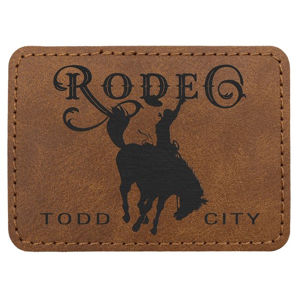 3 1/2" x 2 1/2" Dark Brown Premier Engraved Faux Leather Rectangle Patch with Kota Pro Adhesive - Creekside Collection - Dark Brown