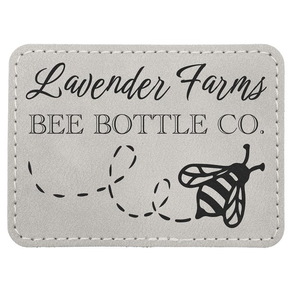 3 1/2" x 2 1/2" Light Gray Premier Engraved Faux Leather Rectangle Patch with Kota Pro Adhesive - Creekside Collection - Light Gray