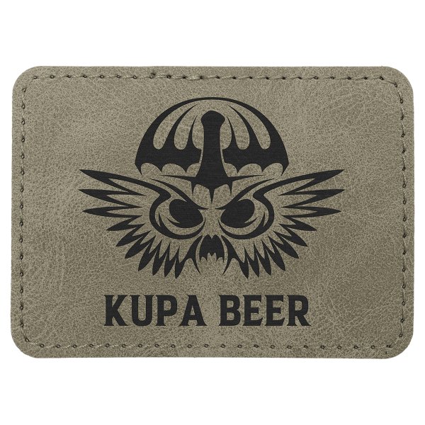3 1/2" x 2 1/2" Light Green Premier Engraved Faux Leather Rectangle Patch with Kota Pro Adhesive -Creekside Collection - Light Green