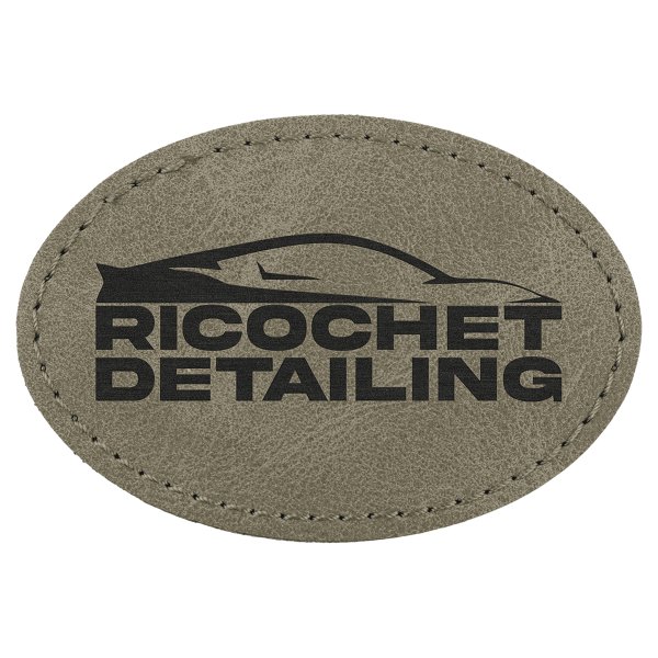 3" x 2" Light Green Premier Engraved Faux Leather Oval Patch with Kota Pro Adhesive - Creekside Collection - Light Green