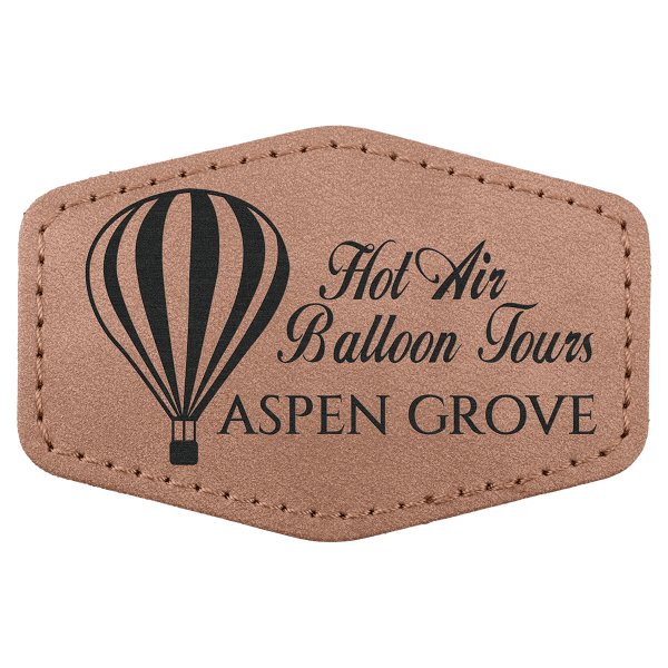3" x 2" Blush Premier Engraved Faux Leather Hex Patch with Kota Pro Adhesive - Creekside Collection - Blush