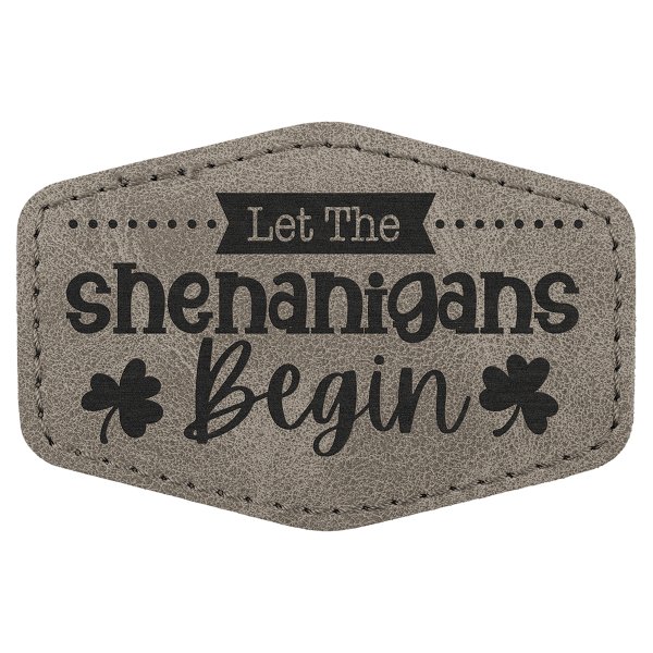 3" x 2" Gray Premier Engraved Faux Leather Hex Patch with Kota Pro Adhesive - Creekside Collection - Gray