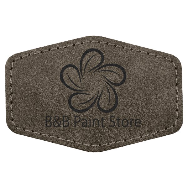 3" x 2" Dark Gray Premier Engraved Faux Leather Hex Patch with Kota Pro Adhesive - Creekside Collection - Dark Gray