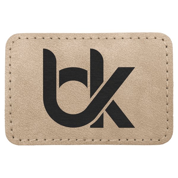 3" x 2" Light Tan Premier Engraved Faux Leather Rectangle Patch with Kota Pro Adhesive - Creekside Collection - Light Tan