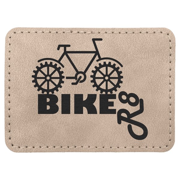 3 1/2" x 2 1/2" Light Tan Premier Engraved Faux Leather Rectangle Patch with Kota Pro Adhesive - Creekside Collection - Light Tan