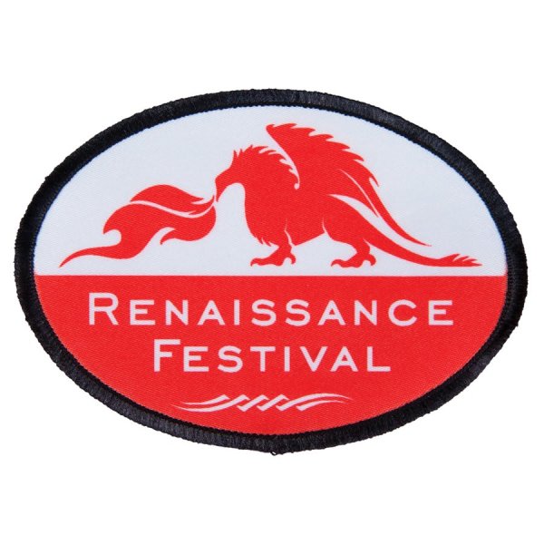 3 1/2" x 2 1/2" Oval Custom Printed Patch with Adhesive & Black Border - White/Black