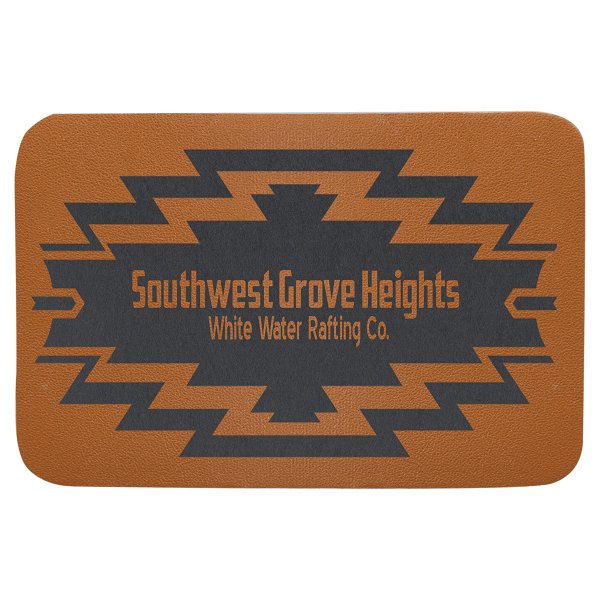 3" x 2" Rectangle Caramel Genuine Leather Patch with Adhesive - Caramel